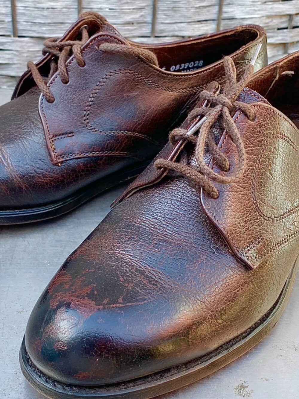 Vintage Hitchcock Wide Shoes Mens Size 7 4E Brown Oxblood Burgundy 100% Leather